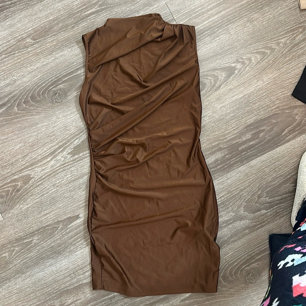 Brown turtleneck dress
